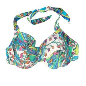 Swim System Collection Retro Floral Underwired‎ Bikini Top Size 36D